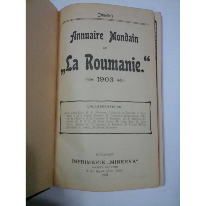 Annuaire  Mondain  de  La  Roumanie  1903   (Joinville.)